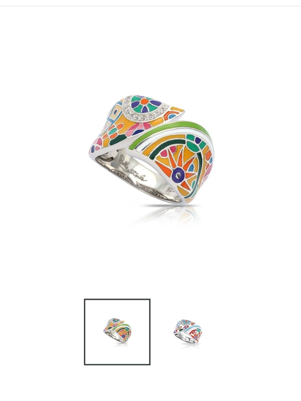 Belle Etoile Pashmina Ring Size 6 - 925 Sterling and Enamel